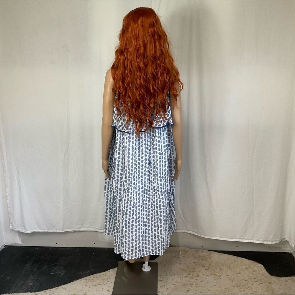 Polo Ralph Lauren white blue paisley print ruffle midi flowy dress plus size 16 - Picture 7 of 13